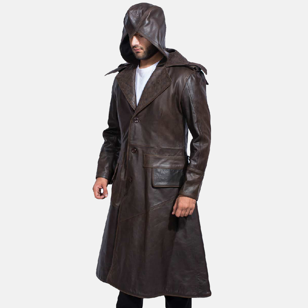 Mens Sledgehammer Brown Leather Trench Coat